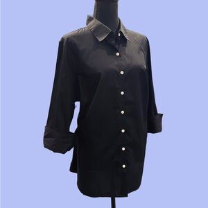 Black 3/4 Sleeve Button Down Shirt 20W by Lands’ End